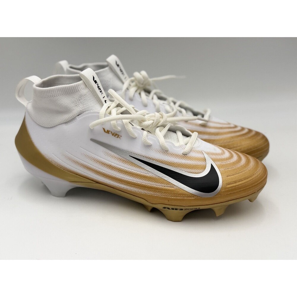 Nike Zoom Air Vapor Pro FB3298-103 White Metallic Gold Football Cleats Size 10.5